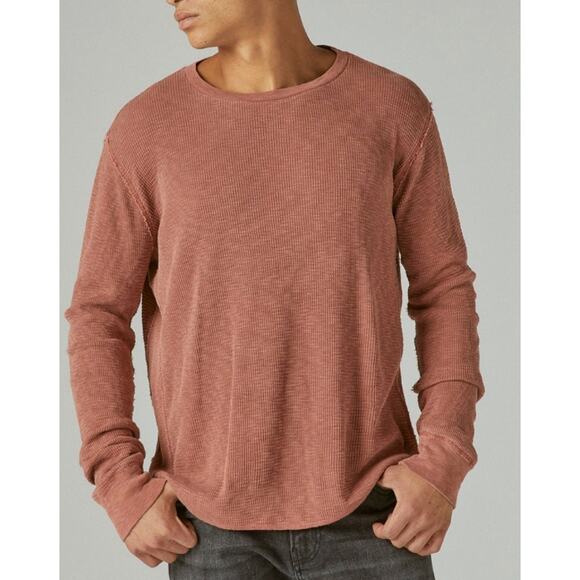 Lucky Brand Mens Sequoia Salmon Long Sleeve Thermal Crew T-Shirt Tee Size Small - Picture 3 of 10